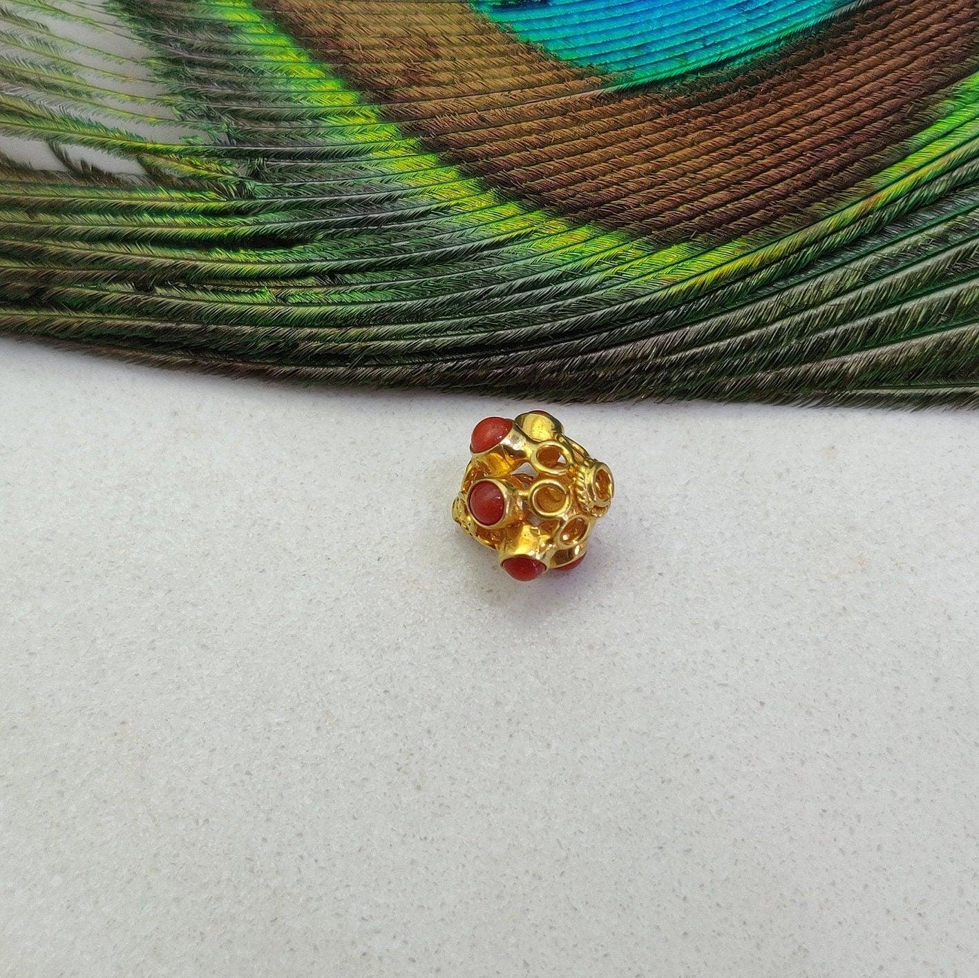 18 Karat Gold Gemstone Round Spacer Beads-10 MM