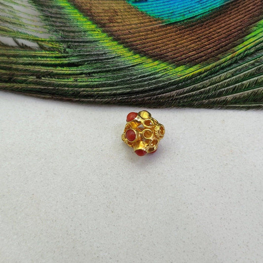 18 Karat Gold Gemstone Round Spacer Beads-10 MM