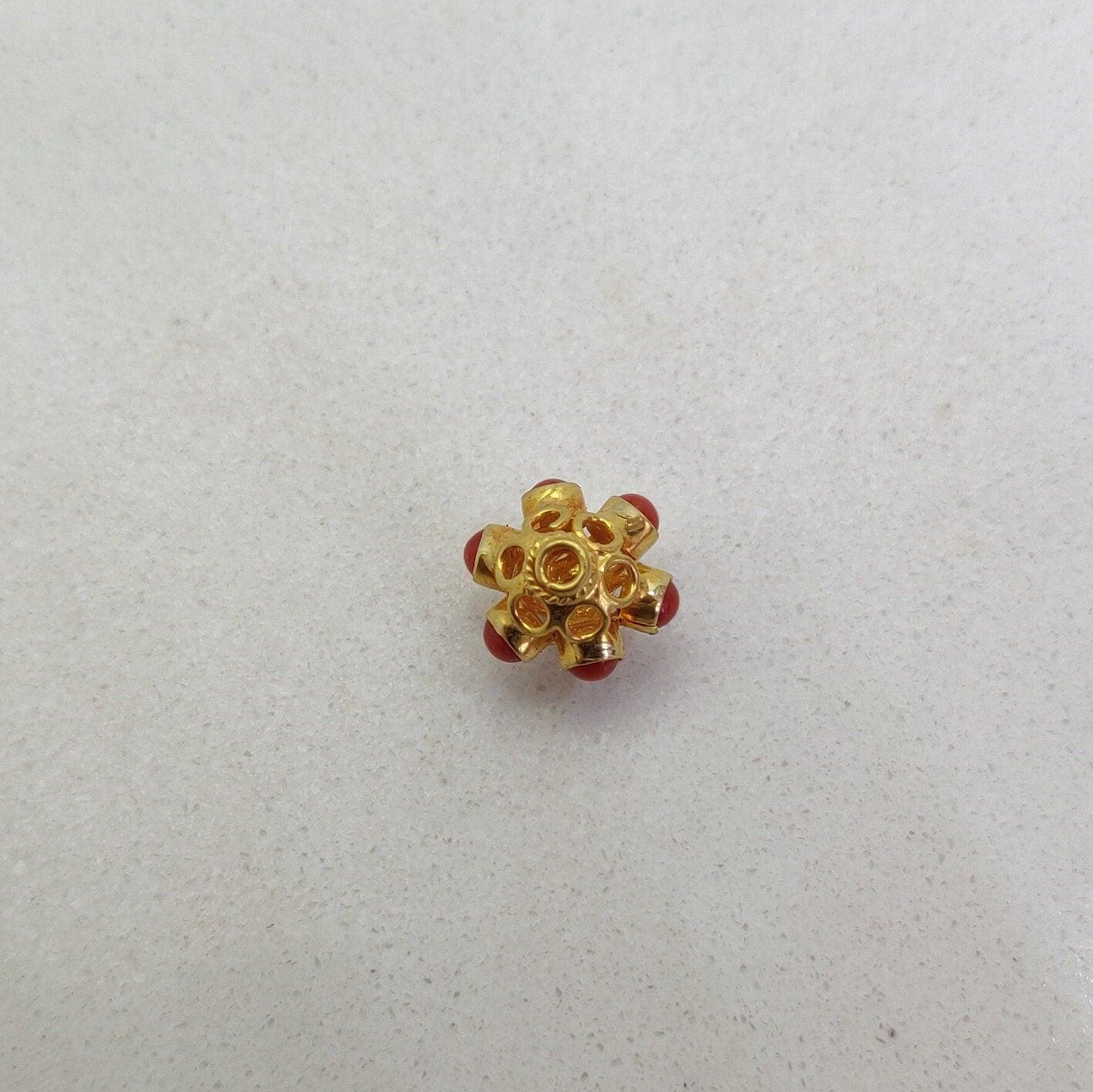 18 Karat Gold Gemstone Round Spacer Beads-10 MM