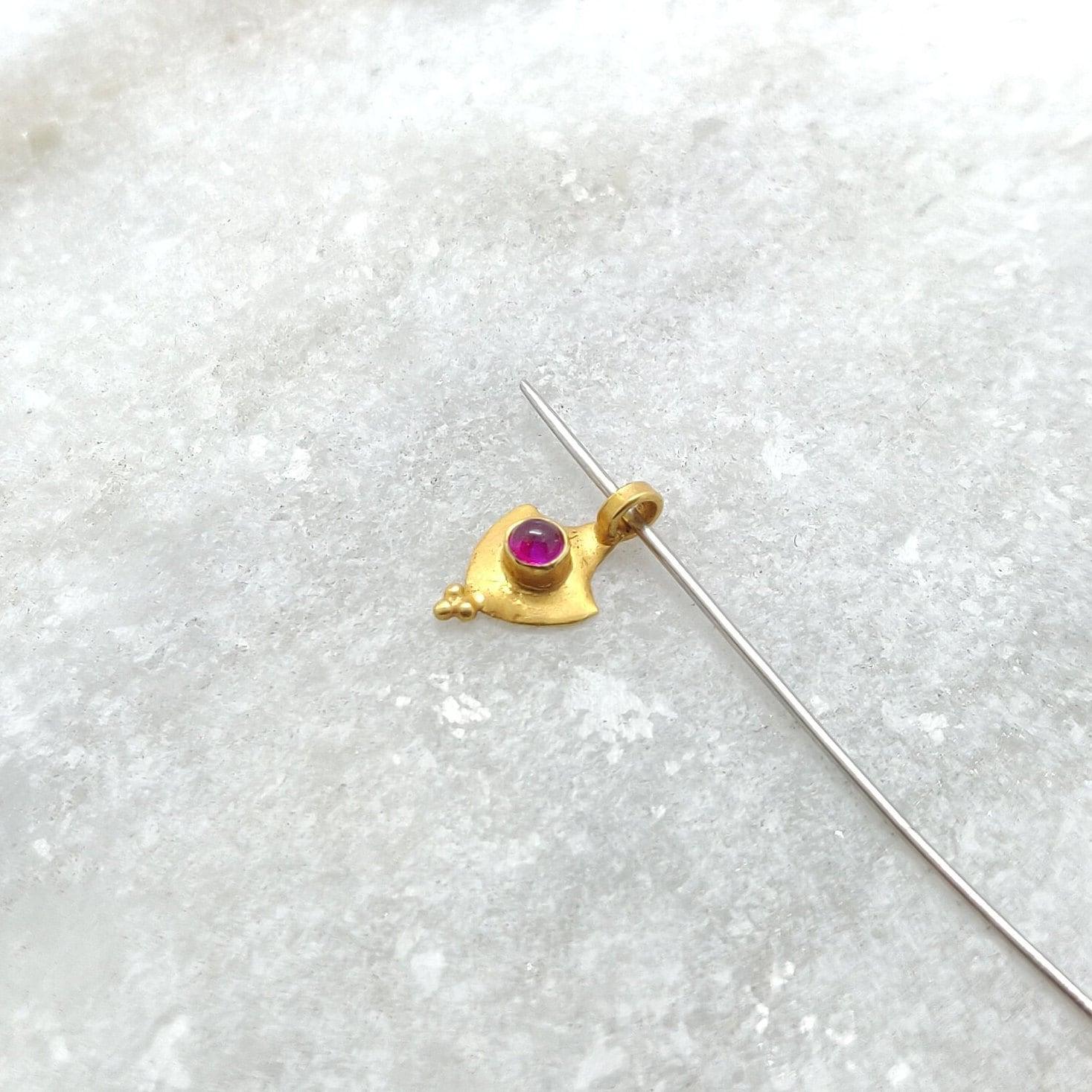 18k Solid Yellow Gold Fancy Charm 6x9mm - Sar Gems