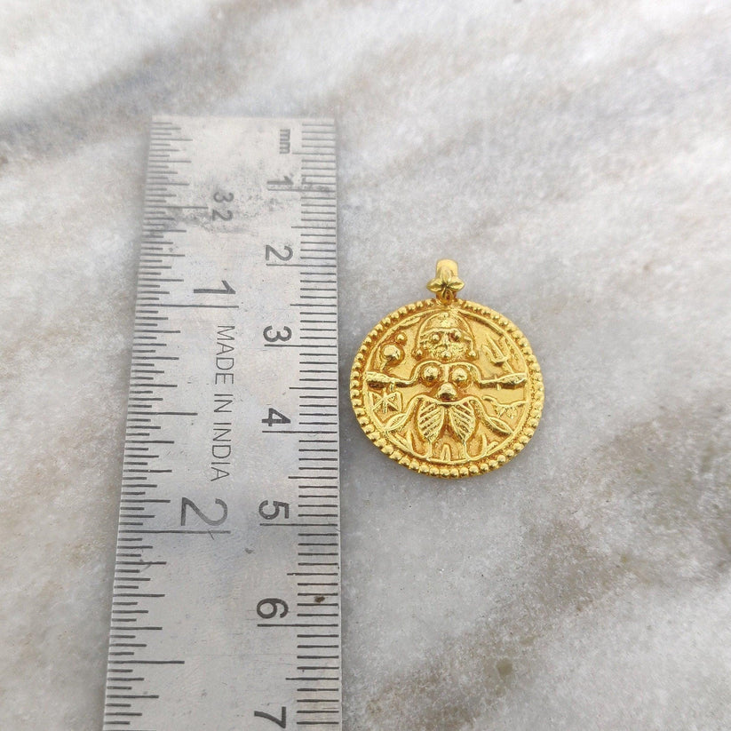 18K Yellow Gold Durga Pendant DIY Religious Jewelry