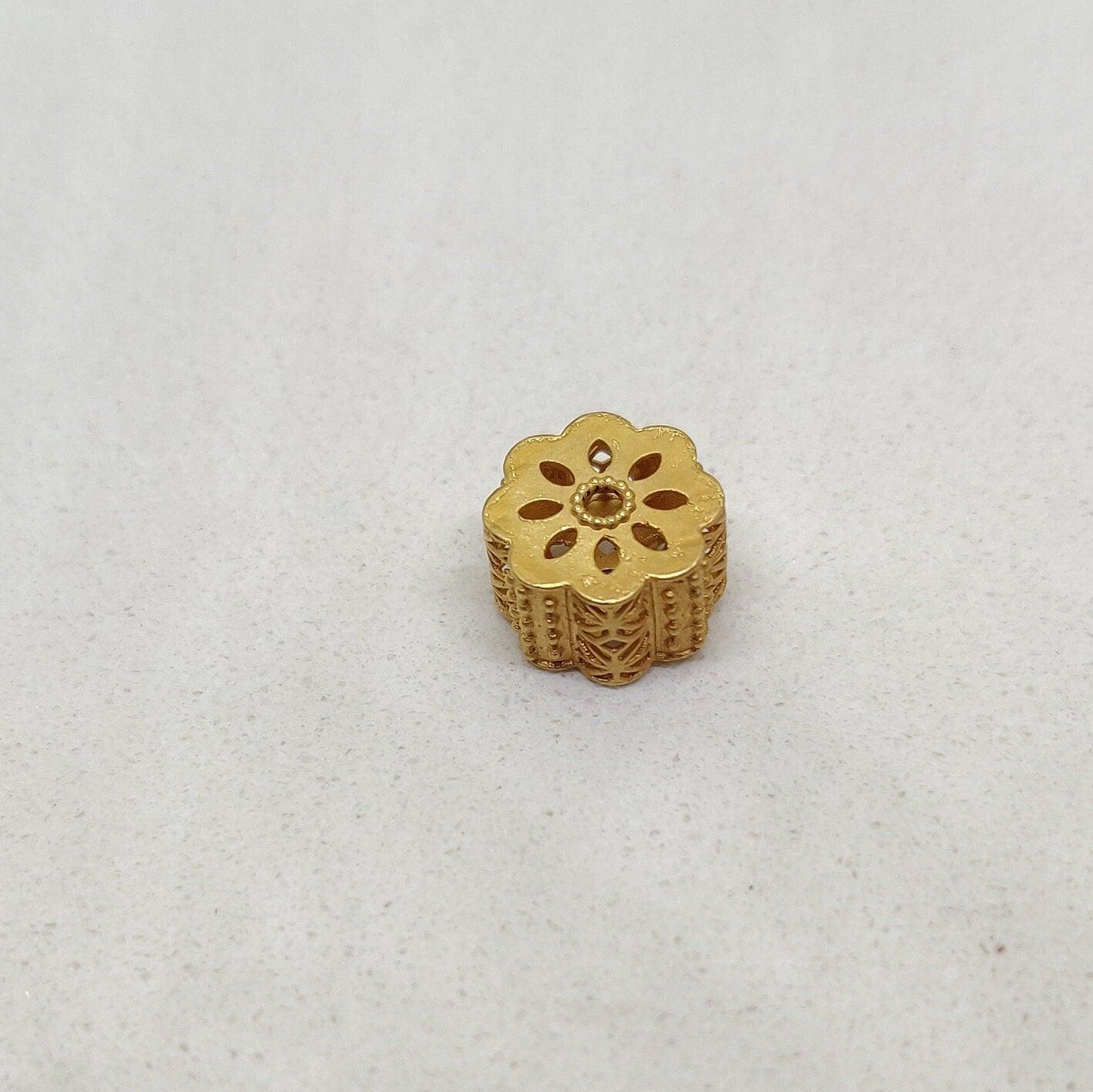18KT Gold Fancy Wheel Spacer Bead Finding For Necklace 10mm