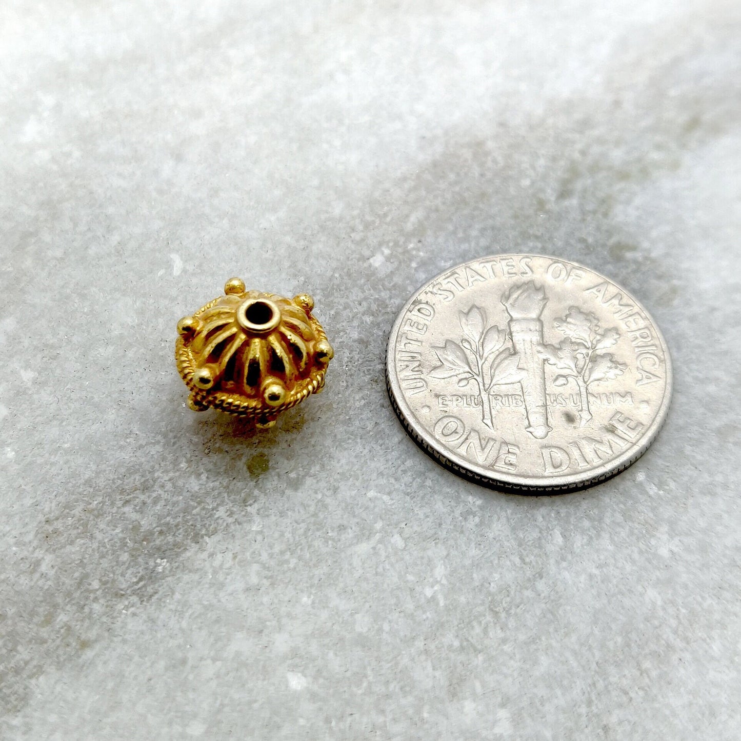 18k Solid Gold Fluted Spacer Bead Finding