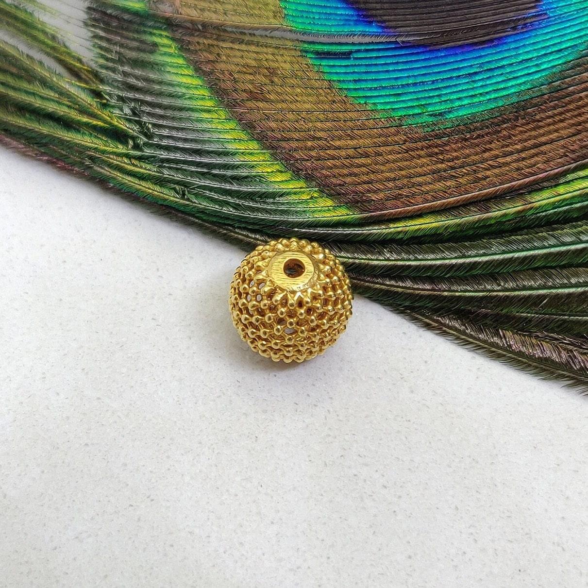 18 Carat Solid Yellow Gold Ball Gold Spacer Bead Components