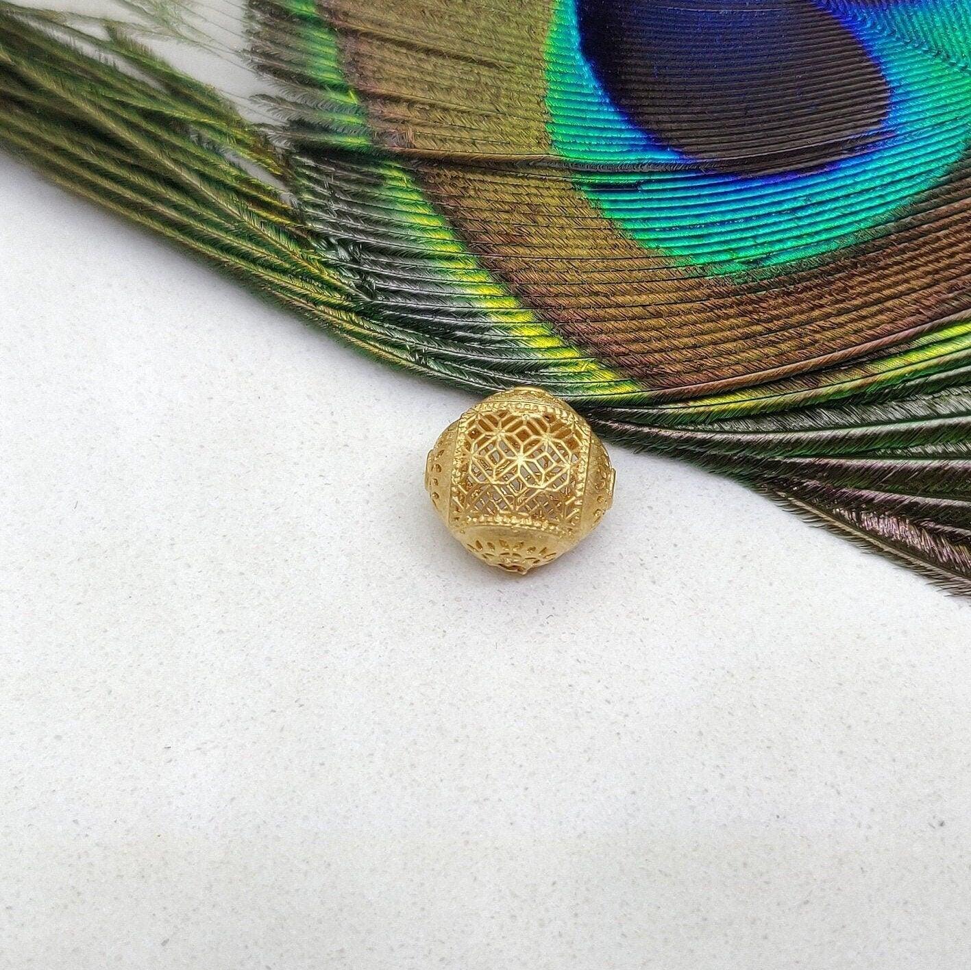 18 Carat Solid Yellow Gold Antique Spacer Ball Beads-10X12 mm