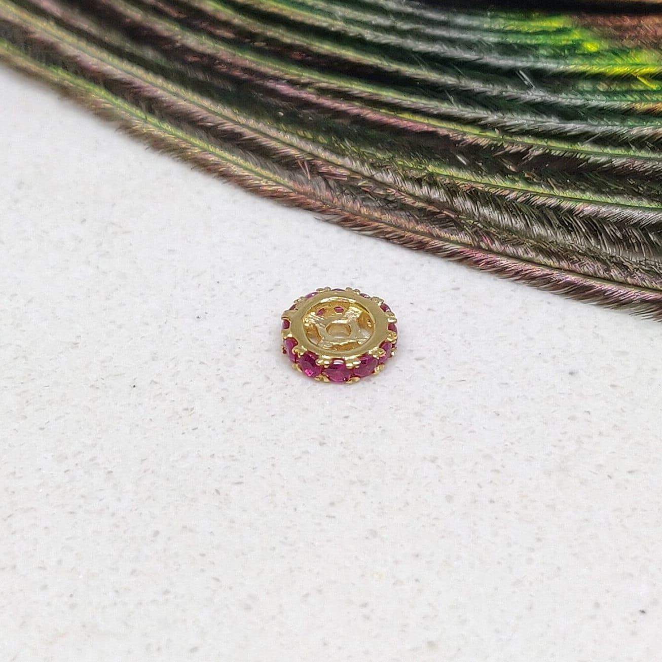 14K Yellow Gold Ruby Wheel Spacer 5MM Findings - SAR Gems