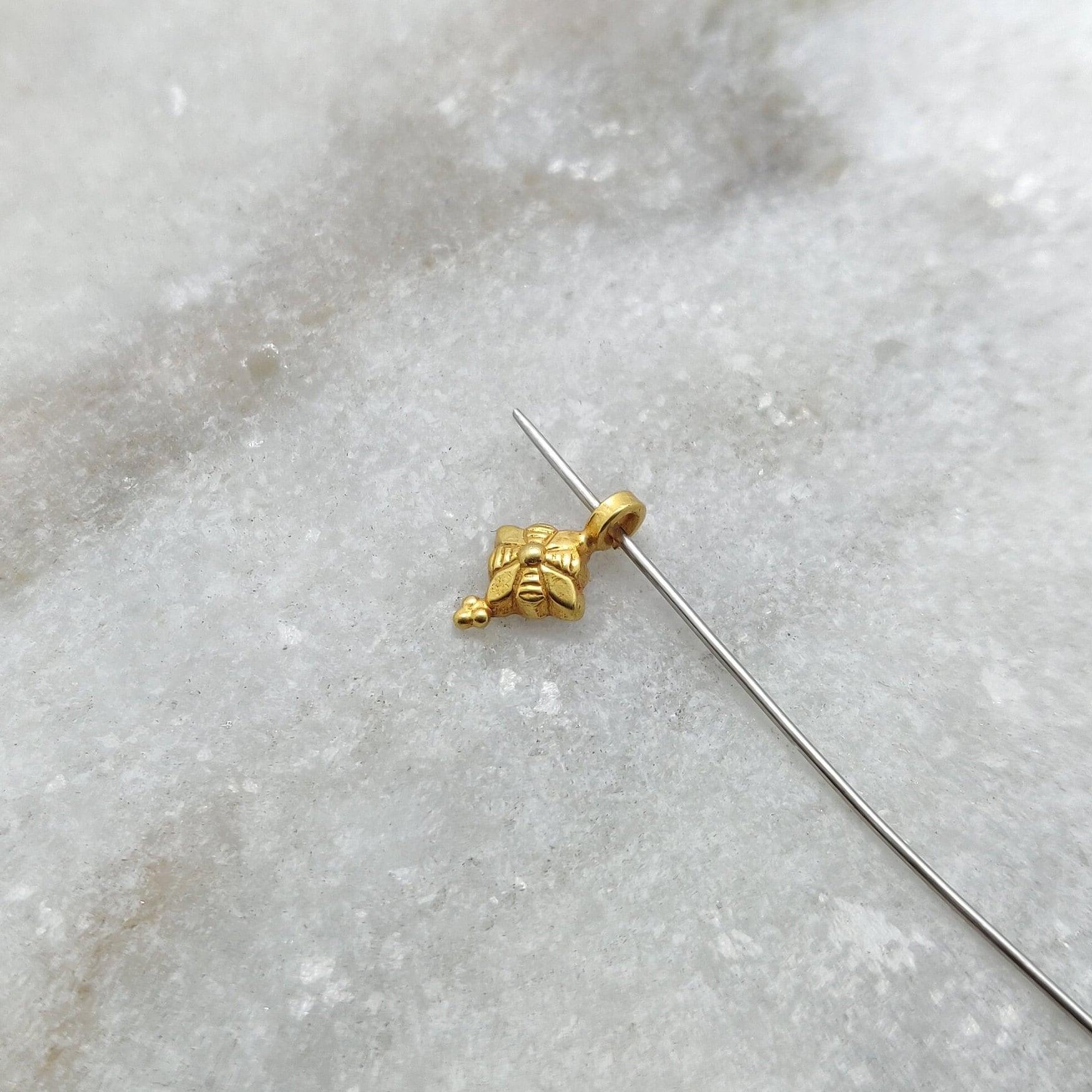 18K Solid Yellow Gold Floral Charm Pendant 9x6mm - Sar Gems