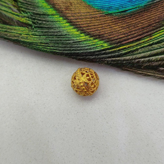 18KT Solid Yellow Gold Ball Gold Spacer Bead Components 9x8mm Antique Design