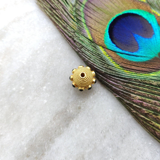 18K Gold Emerald Round Spacer Beads 12mm