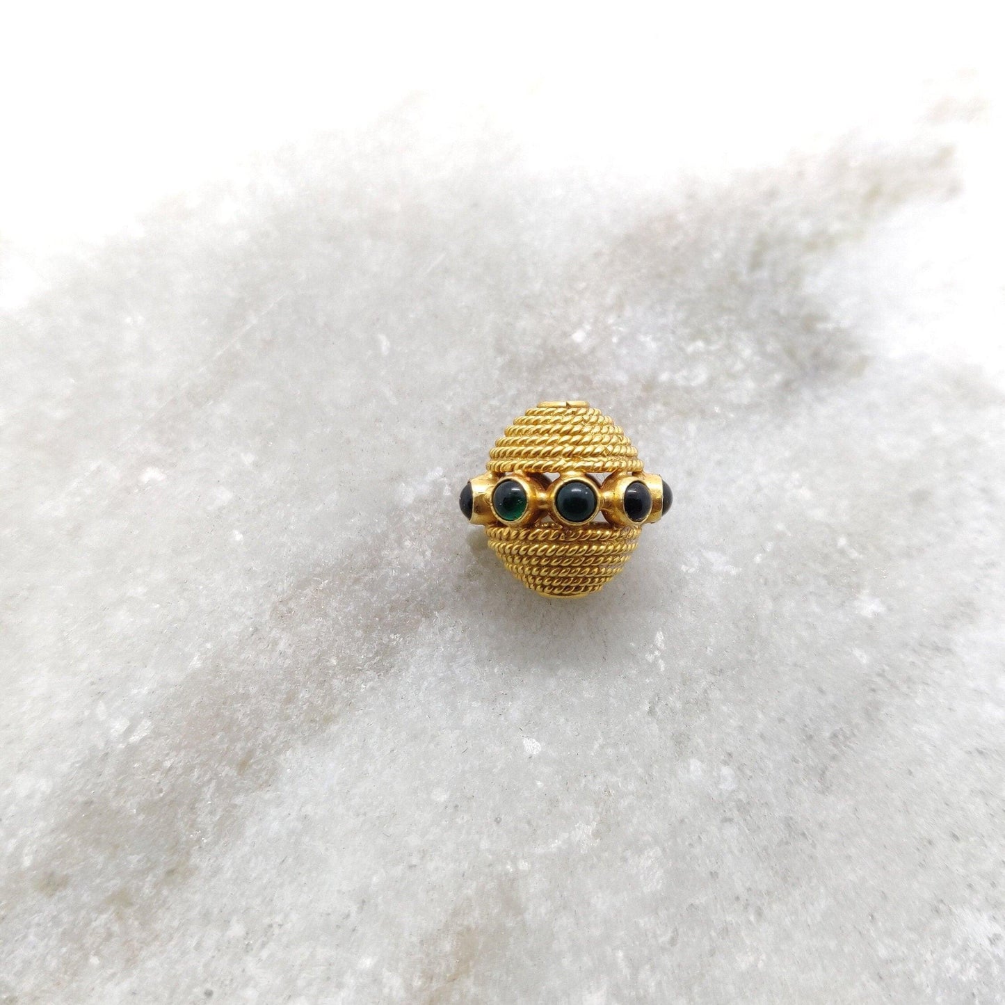 18K Gold Emerald Round Spacer Beads 12mm