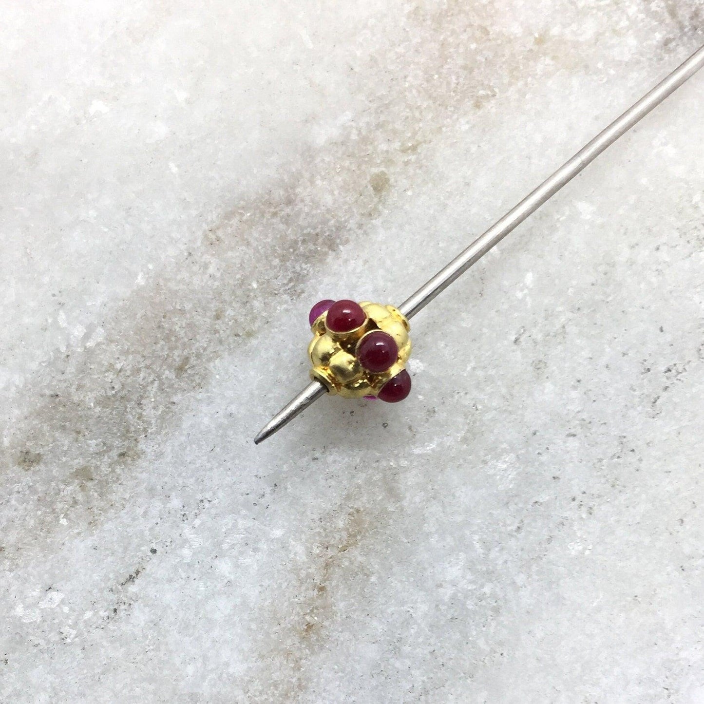 18 Karat Gold Ruby Flower Spacer Beads 8x7mm