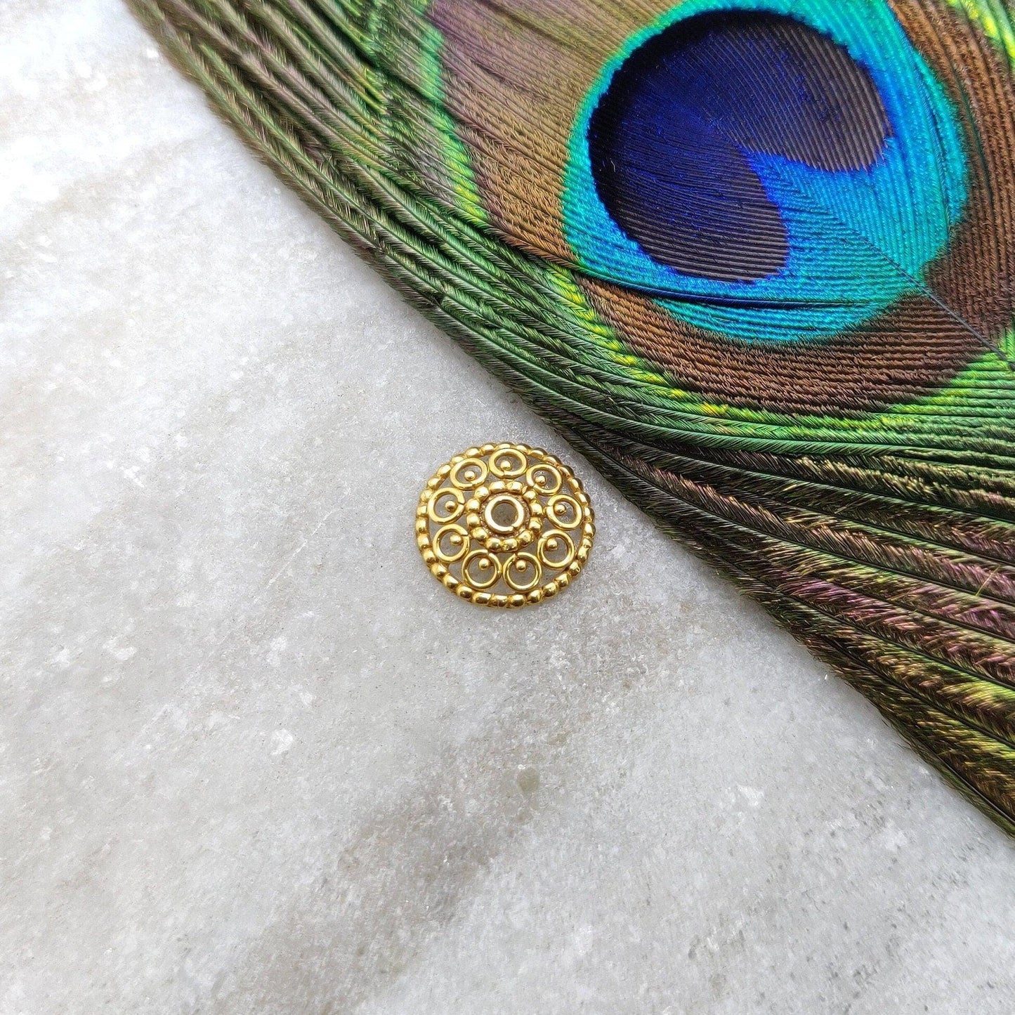 13MM 18KT Yellow Gold-Plated DIY Spacer Bead Cap