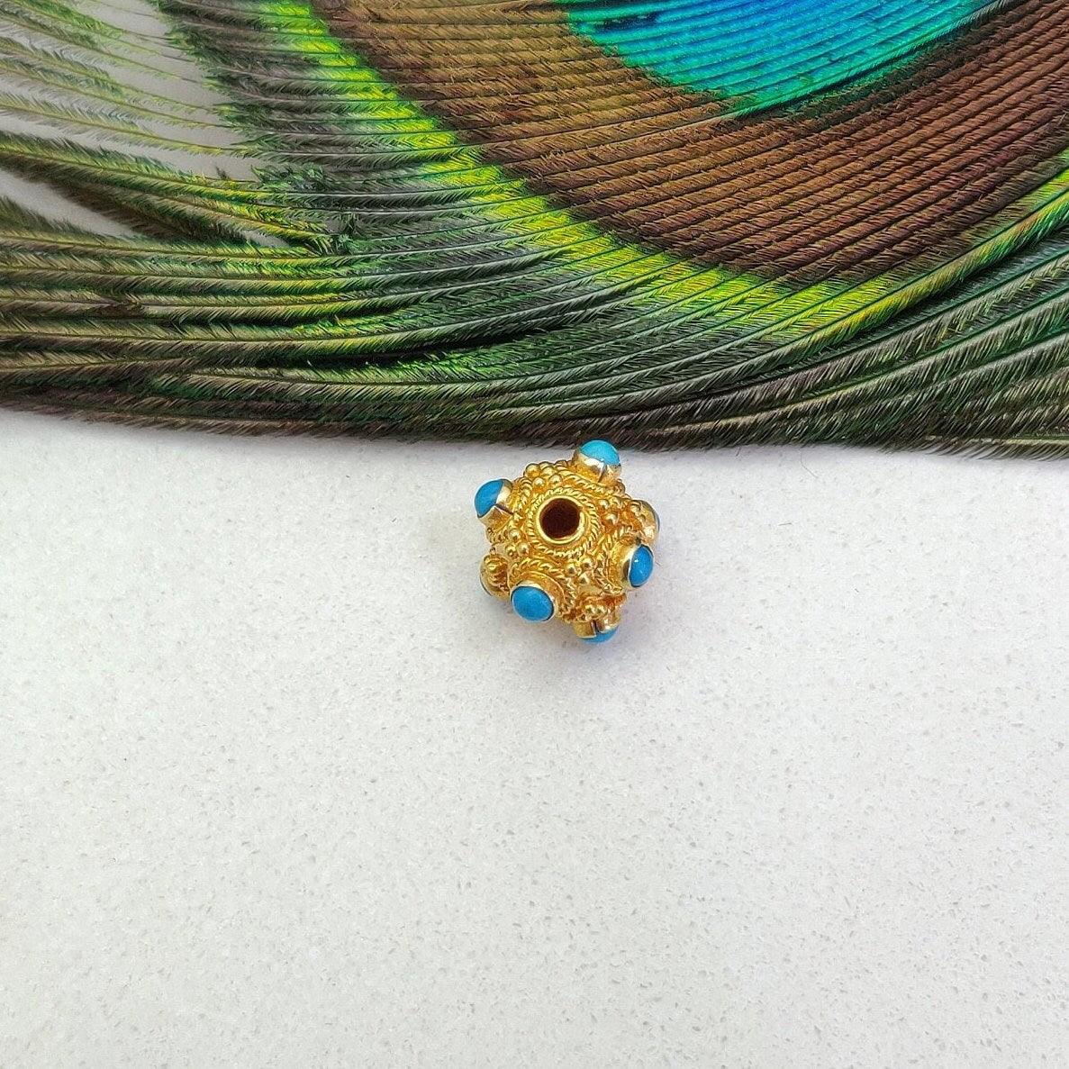 18KTT Gold Turquoise Ball Spacer Beads DIY Craft 8.5mm