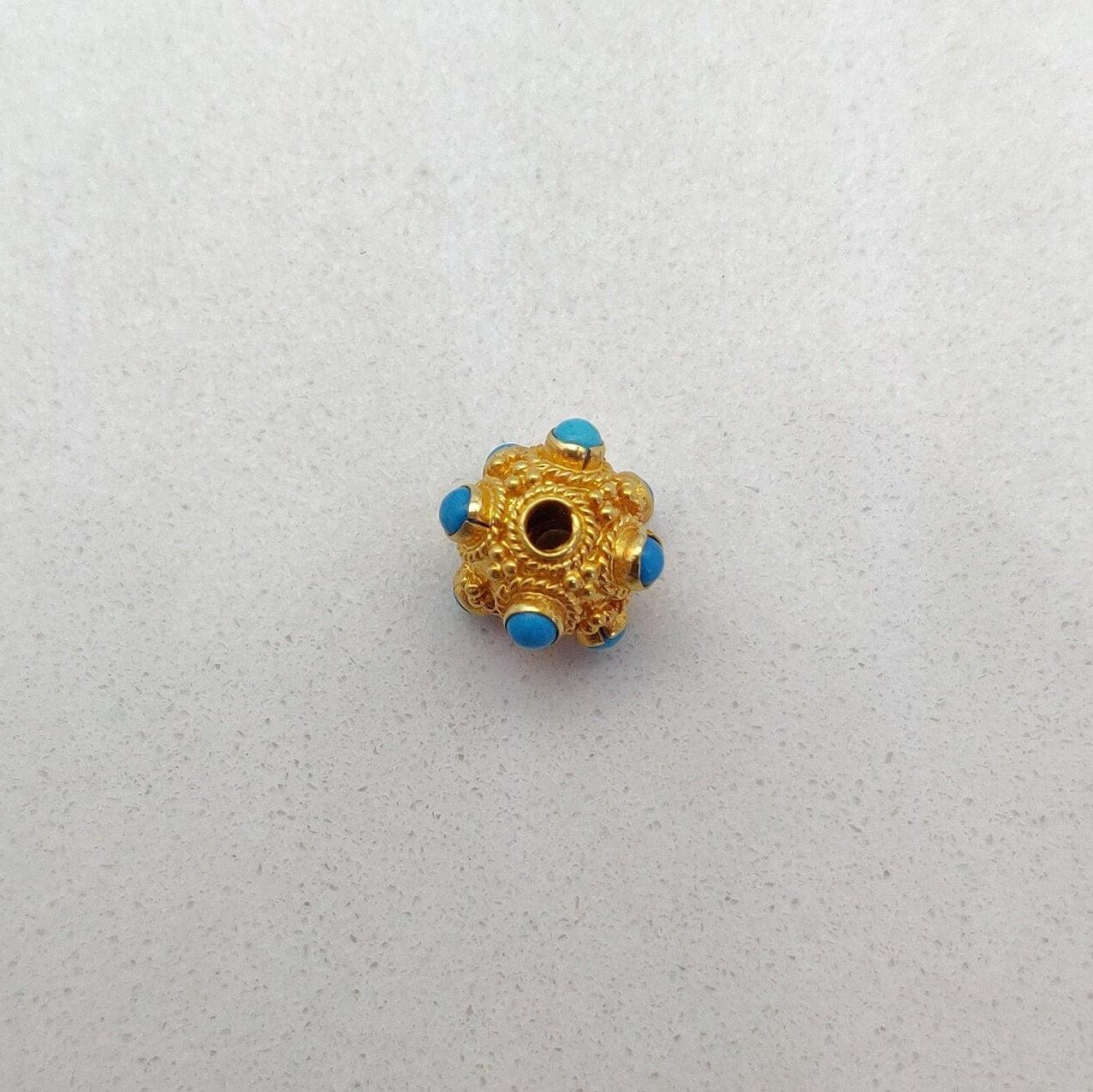 18KTT Gold Turquoise Ball Spacer Beads DIY Craft 8.5mm