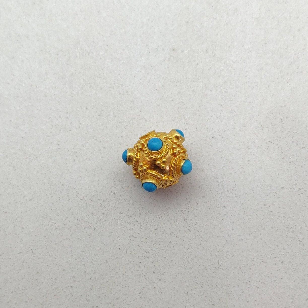 18KTT Gold Turquoise Ball Spacer Beads DIY Craft 8.5mm