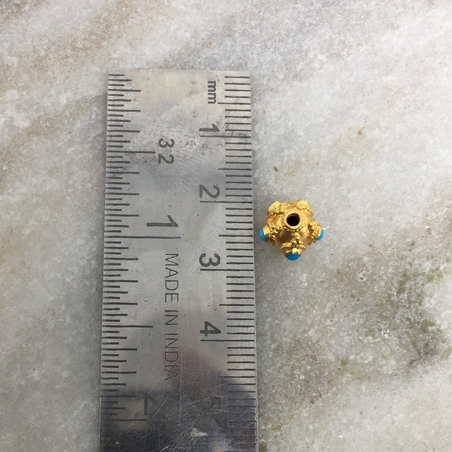 18KTT Gold Turquoise Round Spacer Beads 7x5mm