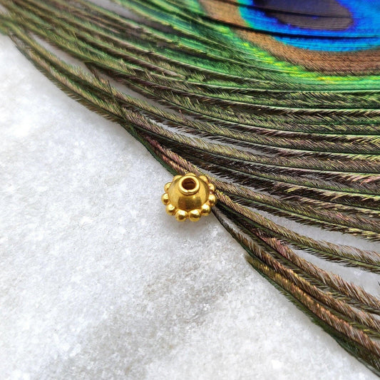 18K Yellow Gold Round Gold Spacer Bead Components 5x7mm