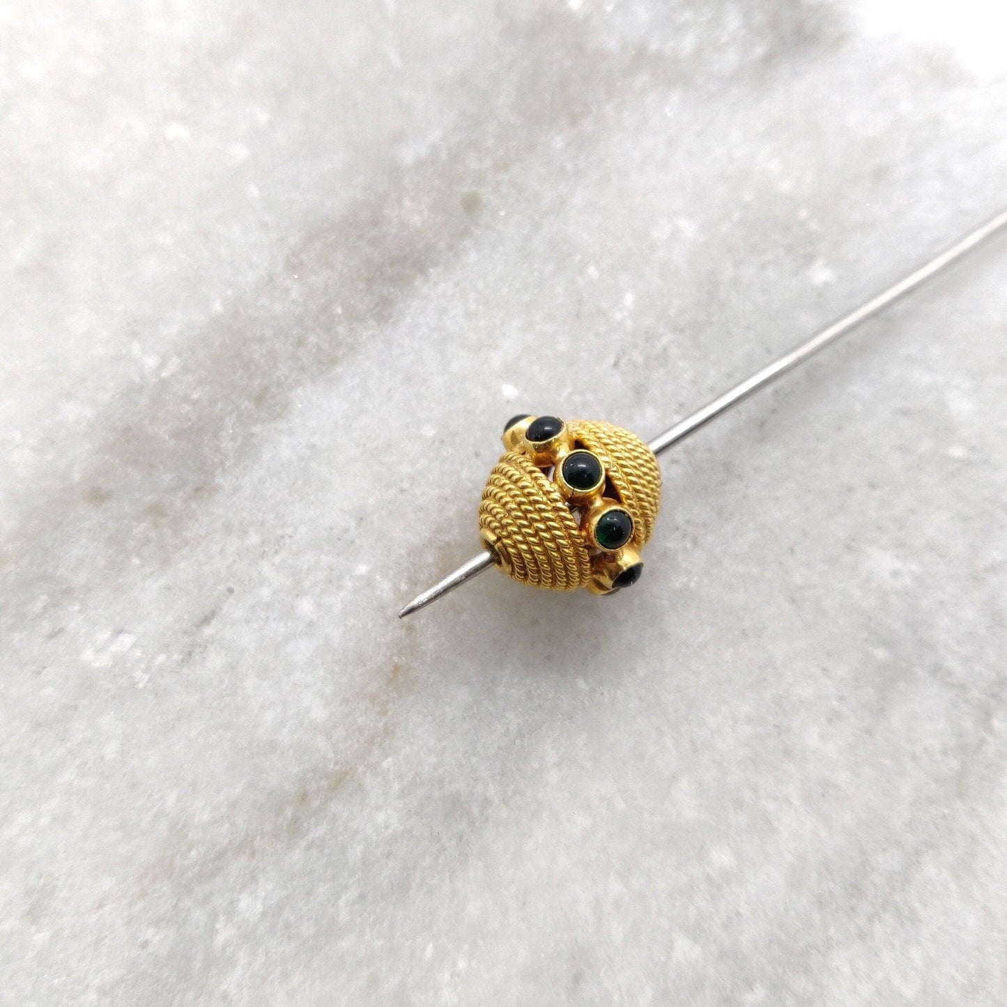 18K Gold Emerald Round Spacer Beads 12mm