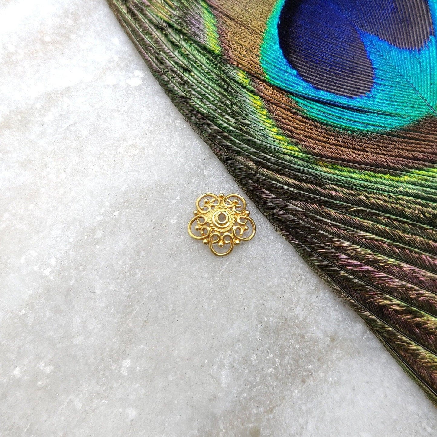 18 Carat Yellow Gold-Plated Handmade Bead Cap for Beads 10mm