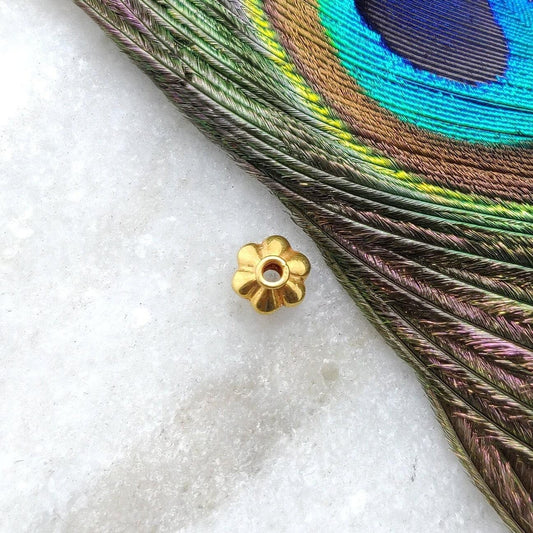 18K Solid Yellow Gold Watermelon Gold Spacer Bead Components 5x7mm