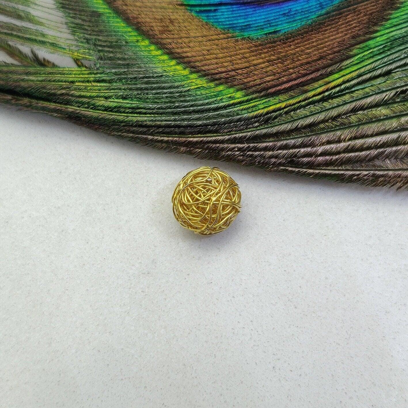 18 Karat Solid Yellow Gold Wire Wrapped Rondelle Gold Spacer Bead-10 MM