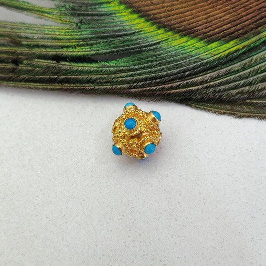 18KTT Gold Turquoise Ball Spacer Beads DIY Craft 8.5mm
