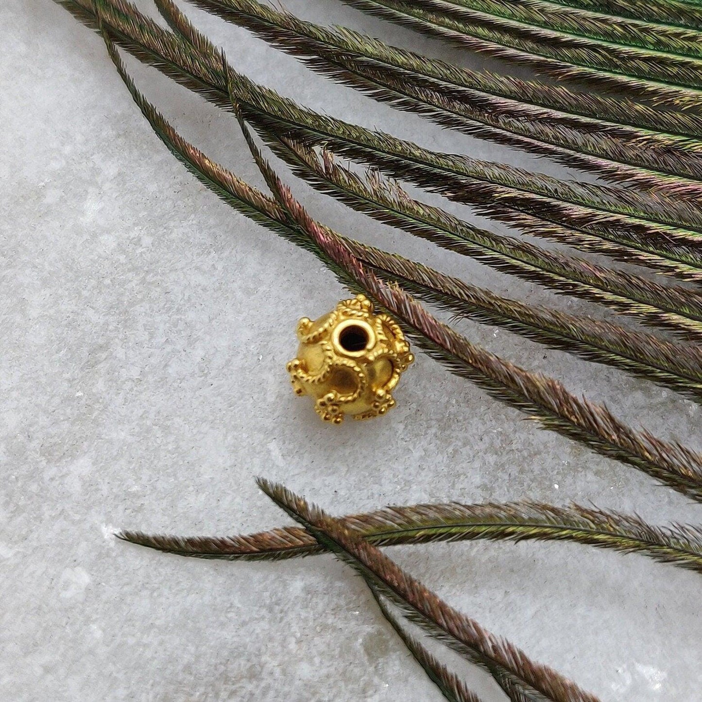 18K Yellow Gold Ball Bead Spacer Findings 7mm