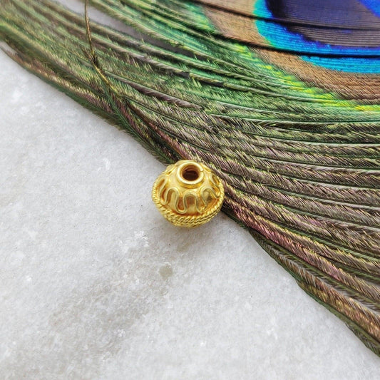 18 Karat Solid Yellow Gold 8mm Ball Gold Spacer Bead Components