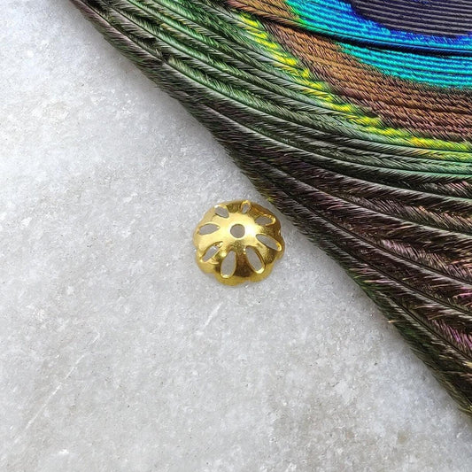 18 Carat Gold Cup Bead Cap Finding DIY Jewelry Making Supplies 7mm
