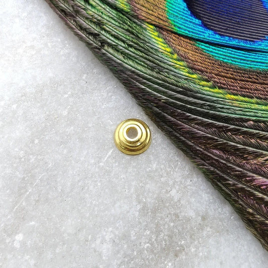 18KT Gold Round Plain Bead Cap Finding For Jewelry 6mm