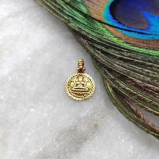 18k Solid Yellow Gold Indian Goddess Charm Pendant