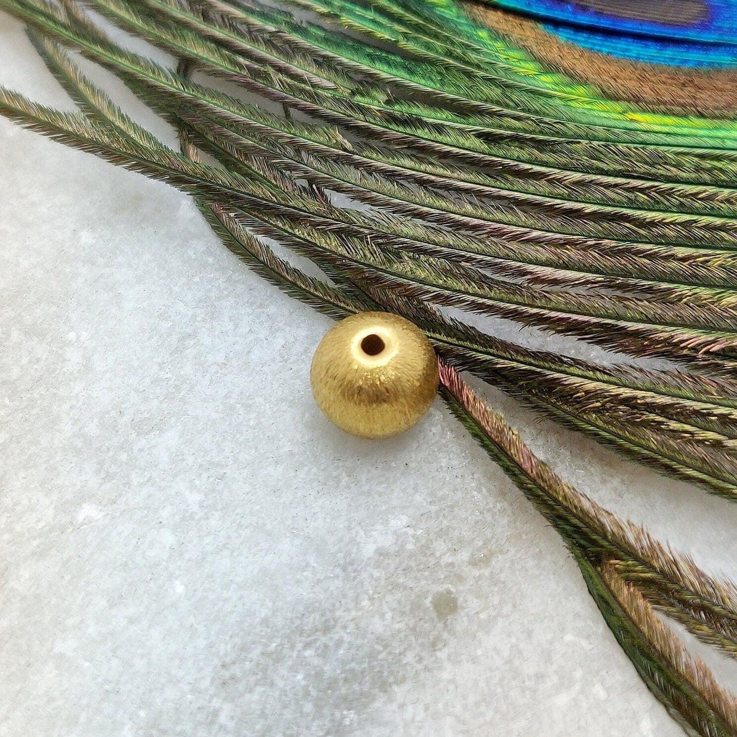 18K Gold Matte Finish Round Ball Gold Spacer Bead Components Finding