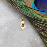 18k Solid Yellow Gold Stone Studded Charm Pendant - Sar Gems