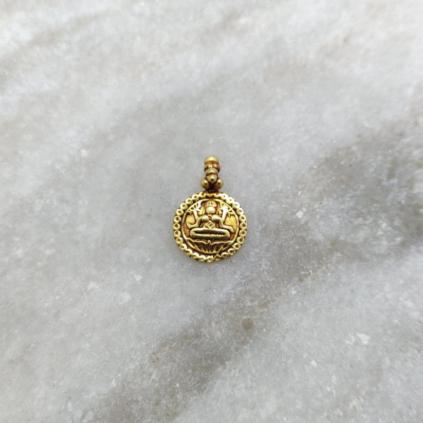 18k Solid Yellow Gold Indian Goddess Charm Pendant