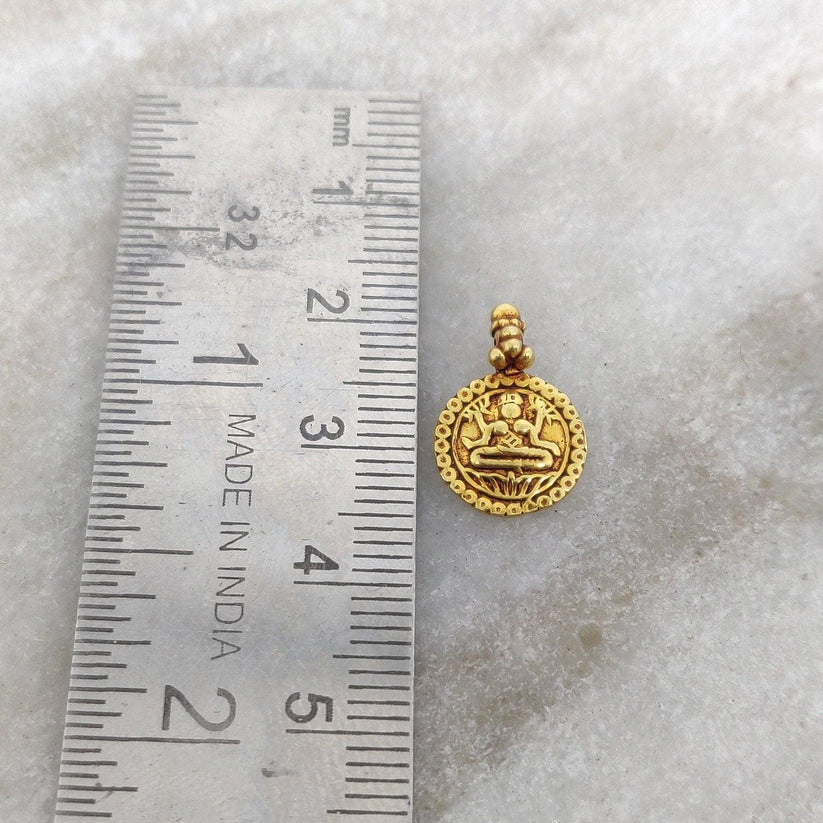 18k Solid Yellow Gold Indian Goddess Charm Pendant