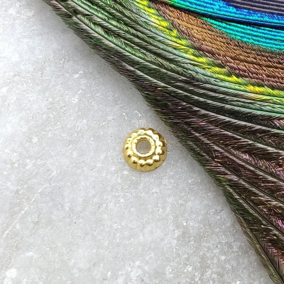 Solid 18K Yellow Gold-Plated Spacer for Bead Cap 2x5mm
