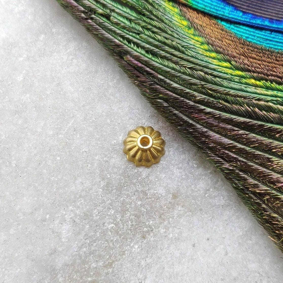 18K Yellow Gold-Plated Ending Fancy Spacer Bead Cap Findings Finding 6mm