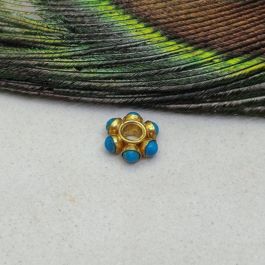 18 Karat Gold Stone Wheel Spacer Bead For Jewelry Use