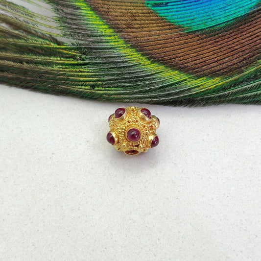 18 Carat Gold Ruby Ball Spacer Beads 9mm