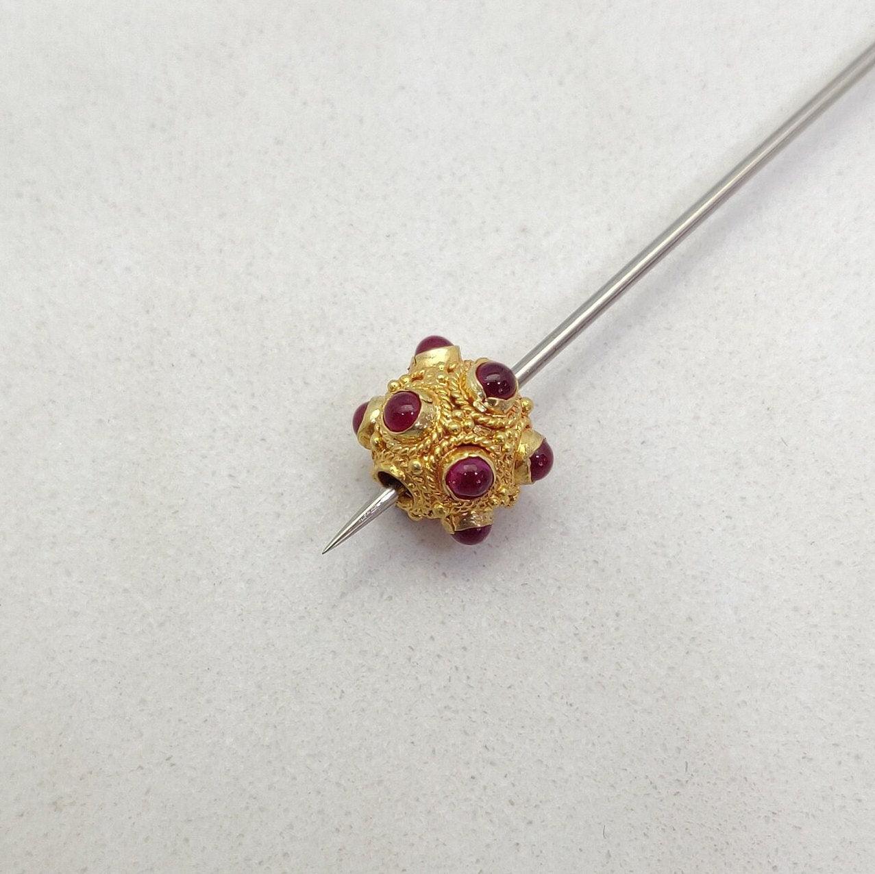 18 Carat Gold Ruby Ball Spacer Beads 9mm