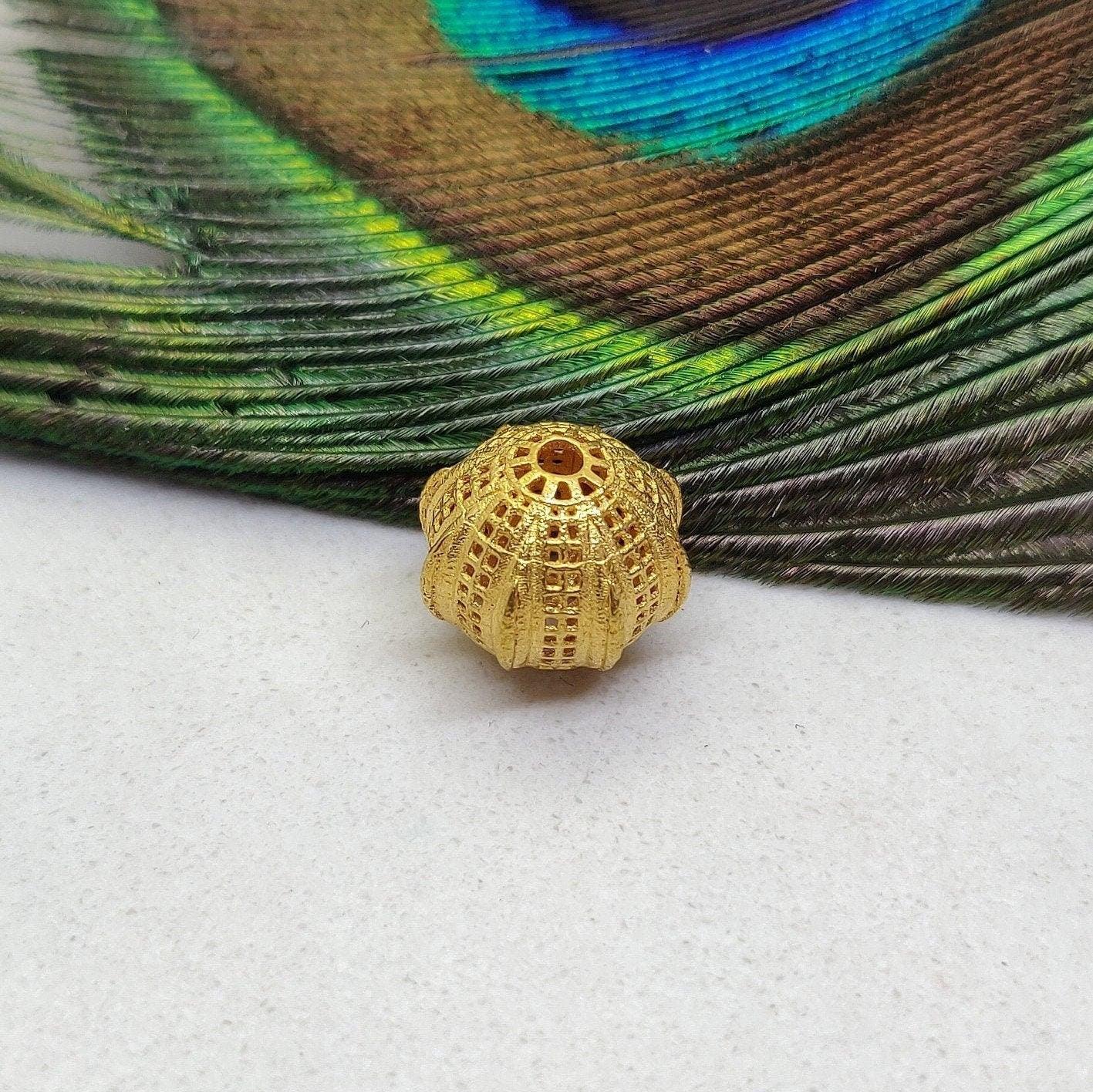 18KT Solid Yellow Gold Round Spacer Ball Beads-11X12 mm