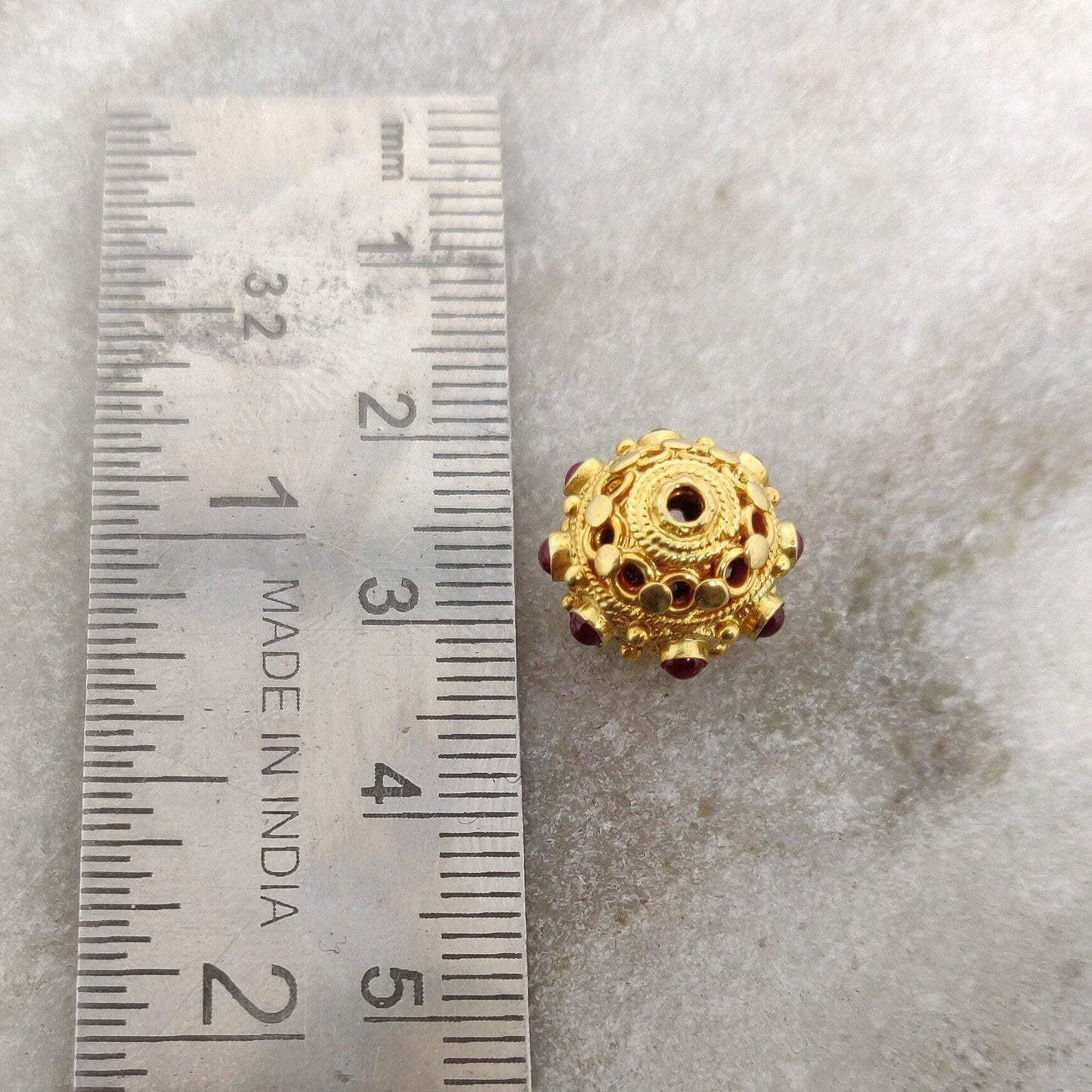 13X10MM 18 Carat Gold Ruby Round Spacer Beads Finding