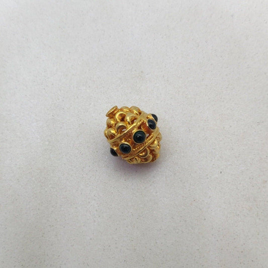 18K Gold Stone Studded Oval Beads 15X10MM - view 3