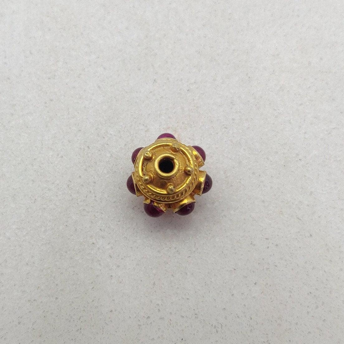 18KTT Gold Ruby Round Spacer Beads 9mm
