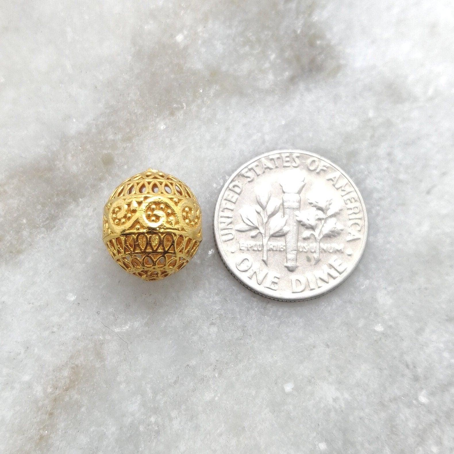 18k Yellow Gold Round Ball Spacer Beads Findings 12mm - SAR Gems