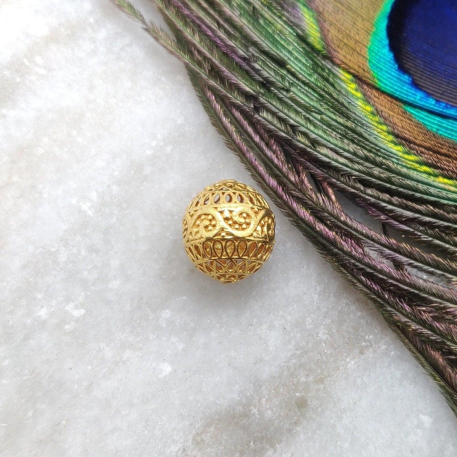 18k Yellow Gold Round Ball Spacer Beads Findings 12mm - SAR Gems