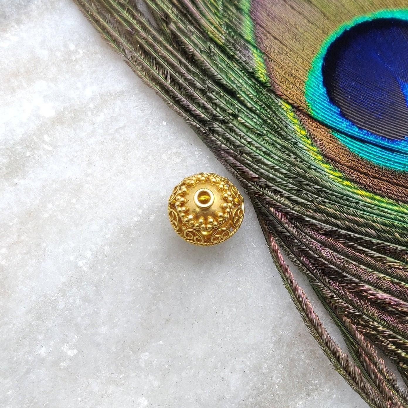 18K Solid Yellow Gold 11mm Round Gold Beads