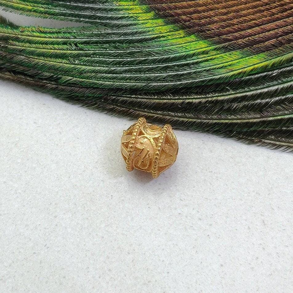 18K Yellow Gold Antique Wheel Gold Spacer Bead Components 7mm