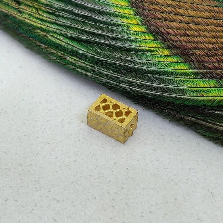 18K Solid Yellow Gold Fancy Rectangle Beads 3x5mm