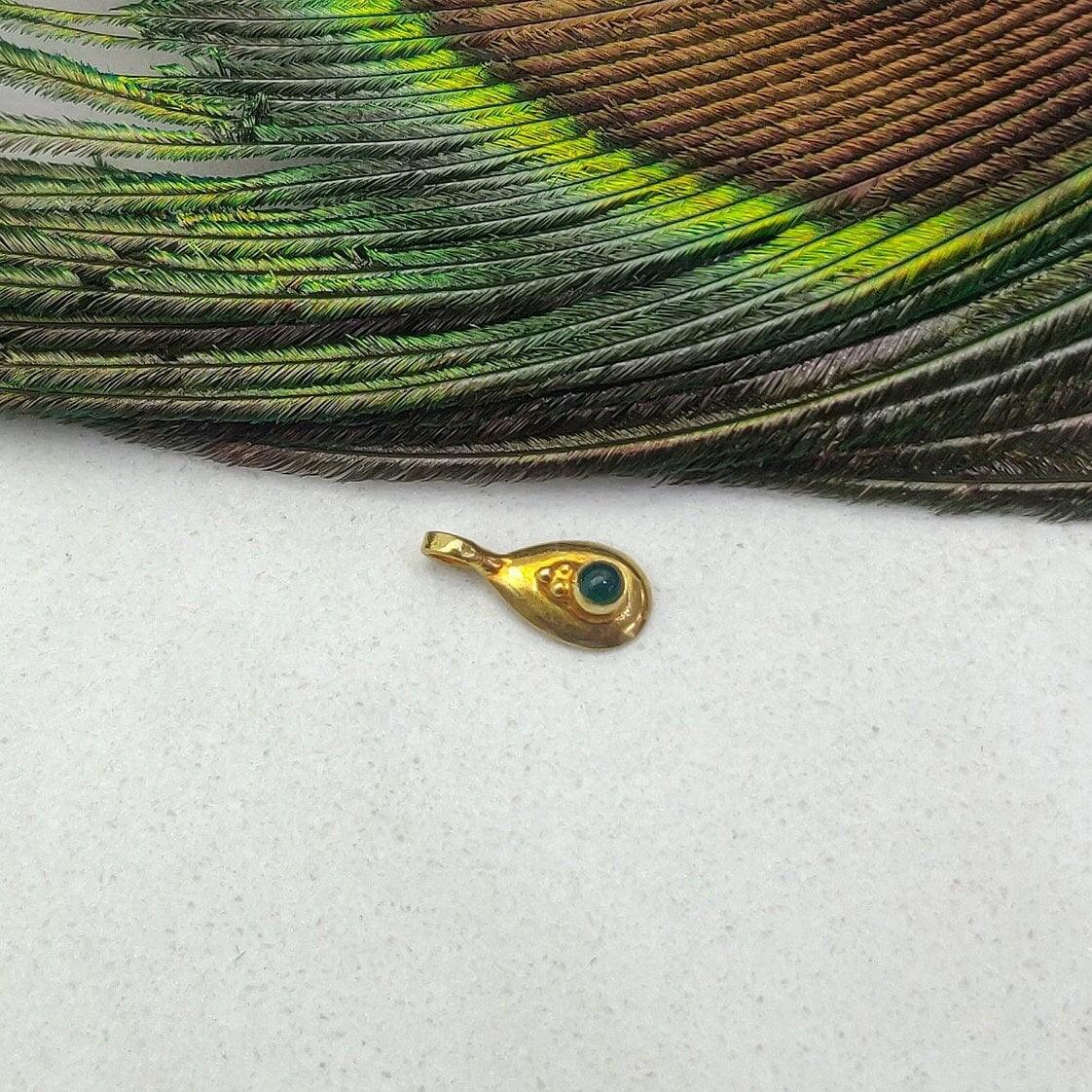 18k Yellow Gold Tear Drop Stone Charm Pendent 7mm - Sar Gems